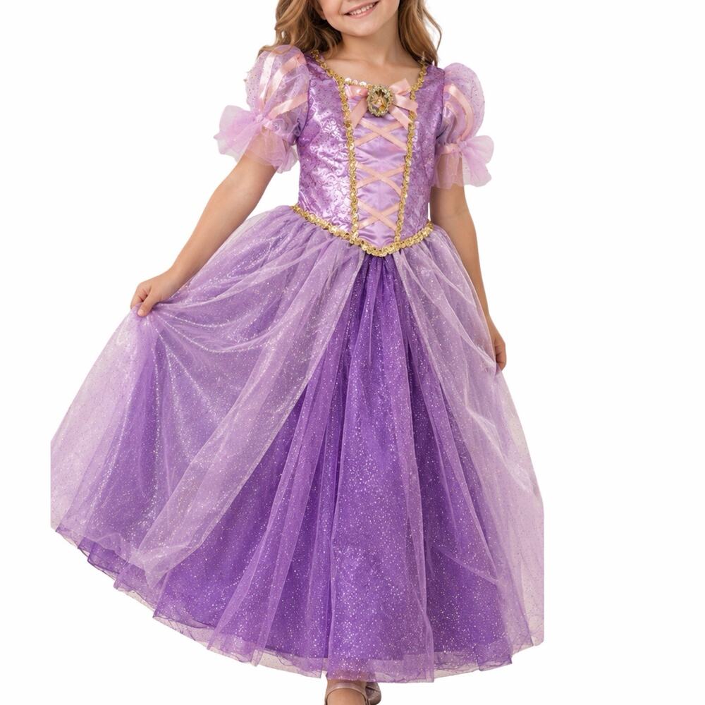 Disney Princess Rapunzel Costume Dress Girls M 7-8 Tangled Purple Deluxe Gown
